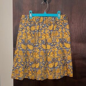 Boden Blue and Gold Paisley Skirt